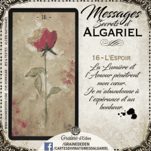 a card that says messages secrets d' algariel