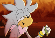 a cartoon drawing of silver the hedgehog giving a thumbs up sign