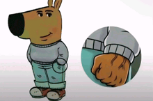 a close up of a cartoon character 's hand