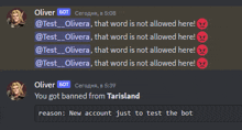 a screenshot of a chat between oliver and tarisland