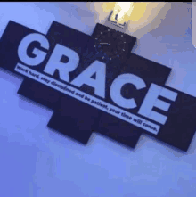 a sign with the word grace on it