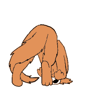 a cartoon drawing of a dog doing a handstand on a white background