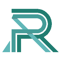 a green letter r on a white background with a shadow