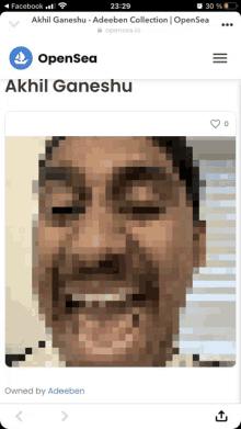 a pixelated image of a man 's face is displayed on a facebook page