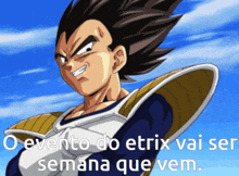 a cartoon character with the words " o evento do etrix vai sel semana que vem "