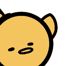 a cartoon drawing of a yellow bear with a black outline