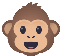 a cartoon monkey 's face is smiling with its mouth wide open