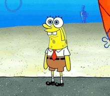 a cartoon character named spongebob wearing a tie