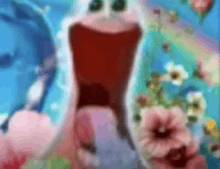 a blurry picture of a spongebob squarepants character with his mouth wide open