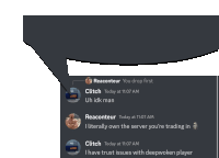 a screenshot of a discord conversation between reacontour and clutch