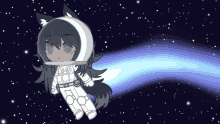 a drawing of a girl in an astronaut 's outfit in space