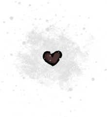 a small brown heart is drawn on a white background surrounded by dots .