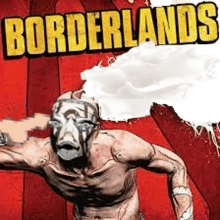 a man with a mask on his face is on the cover of borderlands .