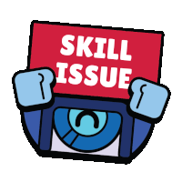 a cartoon character is holding up a sign that says skill issue