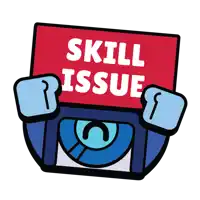 a cartoon character is holding up a sign that says skill issue