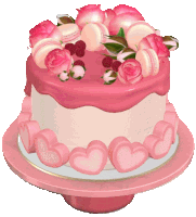 a cake with hearts and roses on it