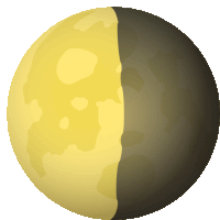 a cartoon drawing of a yellow and black moon