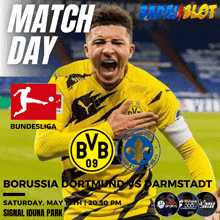 a poster for a soccer match between borussia dortmund vs darmstadt