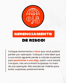 a poster that says gerenciamento de risco in orange