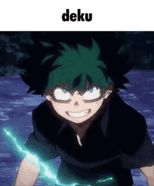 a picture of a boy with the word deku on it