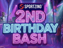 a neon sign that says " 2nd birthday bash " on it