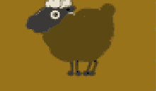 a pixel art drawing of a sheep with a horn