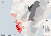 a map showing the number of people in each district