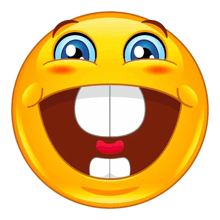 a yellow smiley face with a big smile and a red lip