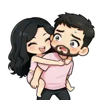 a cartoon of a man carrying a girl on his back