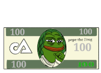 a 100 dollar bill with pepe the frog 's face on it