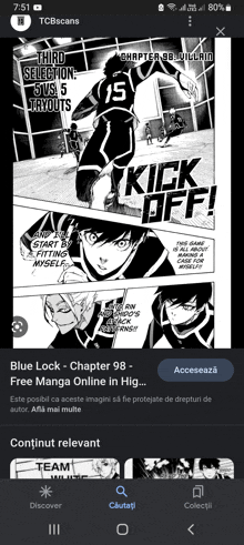 a screenshot of blue lock chapter 98