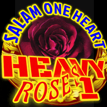 a logo for heavy rose 1 with a red rose in the center