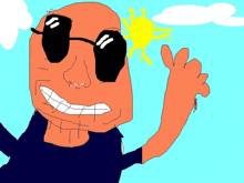 a drawing of a man wearing sunglasses and a blue shirt