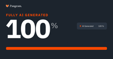 a fully ai generated 100 % sign with an orange bar