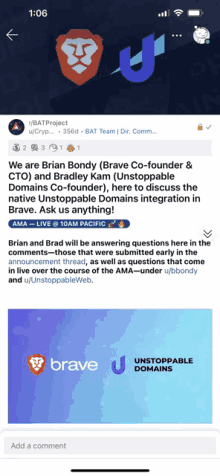 a screenshot of a brave advertisement on a phone