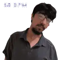 a pixelated image of a man with glasses and the words 6.8 bpm behind him