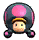 a pixel art drawing of a toad with a pink hat on his head .