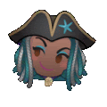 a cartoon of a woman wearing a pirate hat with a star on it .