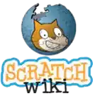 a logo for scratch wiki with a cat on a puzzle globe