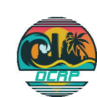 a logo for a company called ocrp with a city and palm trees