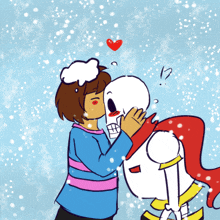 a girl kissing a skeleton in the snow