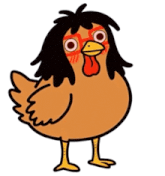 a cartoon of a chicken wearing glasses and dreadlocks