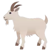 an illustration of a goat with long horns and a beard