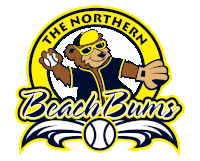 a logo for the northern beach buns with a bear holding a baseball