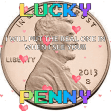a picture of a penny with the words " lucky penny " on it