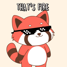 a cartoon of a cat wearing sunglasses and the words that 's fire