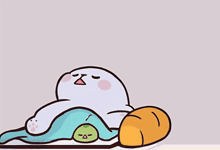 a cartoon of a bear standing next to a seal