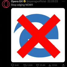 opera gx is asking people to stop edging on their browser