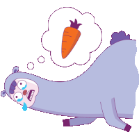 a cartoon illustration of a sheep with a thought bubble of a carrot