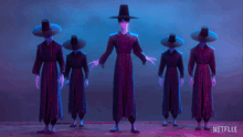 a group of people are dancing with a netflix logo in the background